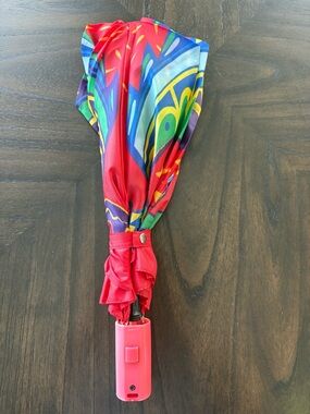 Colorful Retro Umbrella ☂️ Red Multicolor Automatic Push Button